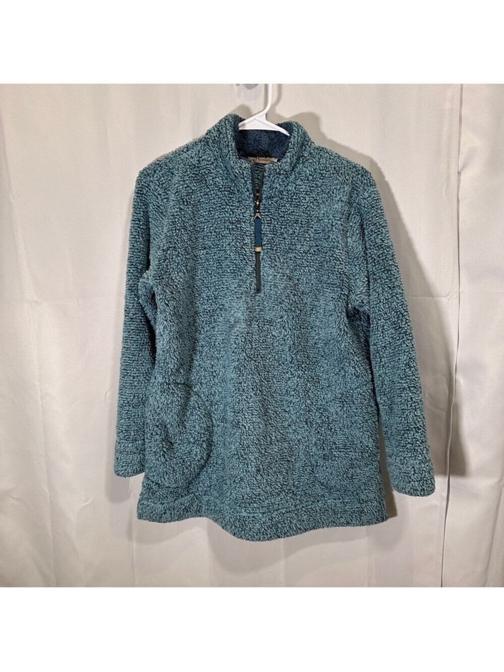 Soft Surroundings Blue Green Fuzzy Fleece Pullover